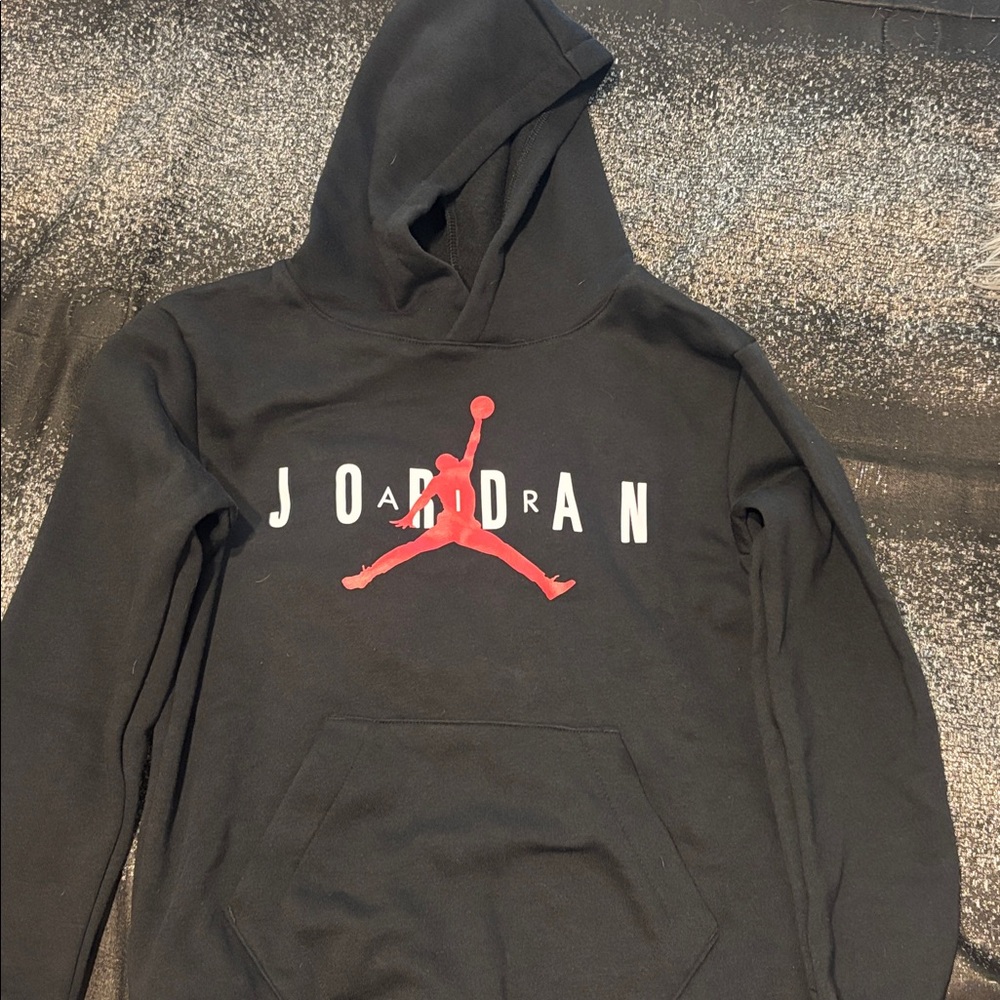 Jordan Black Hoodie with Red Jumpman Logo